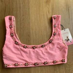 Oceanus Hand Beaded Rhinestone and Beads Top